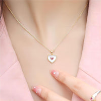 Thumbnail for Dainty CZ Inlaid Natural Shell Heart Pendant Necklace - ArtGalleryZen
