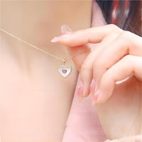 Thumbnail for Dainty CZ Inlaid Natural Shell Heart Pendant Necklace - ArtGalleryZen
