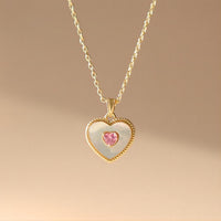Thumbnail for Dainty CZ Inlaid Natural Shell Heart Pendant Necklace - ArtGalleryZen