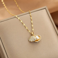 Thumbnail for Dainty CZ Inlaid Pearl Shell Pendant Chain Necklace - ArtGalleryZen