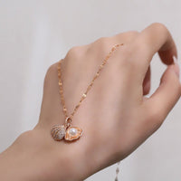 Thumbnail for Dainty CZ Inlaid Pearl Shell Pendant Chain Necklace - ArtGalleryZen