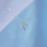 Thumbnail for Dainty CZ Inlaid Pink Crystal Hollowed-out Butterfly Necklace - ArtGalleryZen