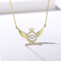 Thumbnail for Dainty CZ Inlaid Rolling Crystal Angel Wings Necklace - ArtGalleryZen