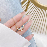 Thumbnail for Dainty CZ Inlaid Rolling Crystal Angel Wings Necklace - ArtGalleryZen