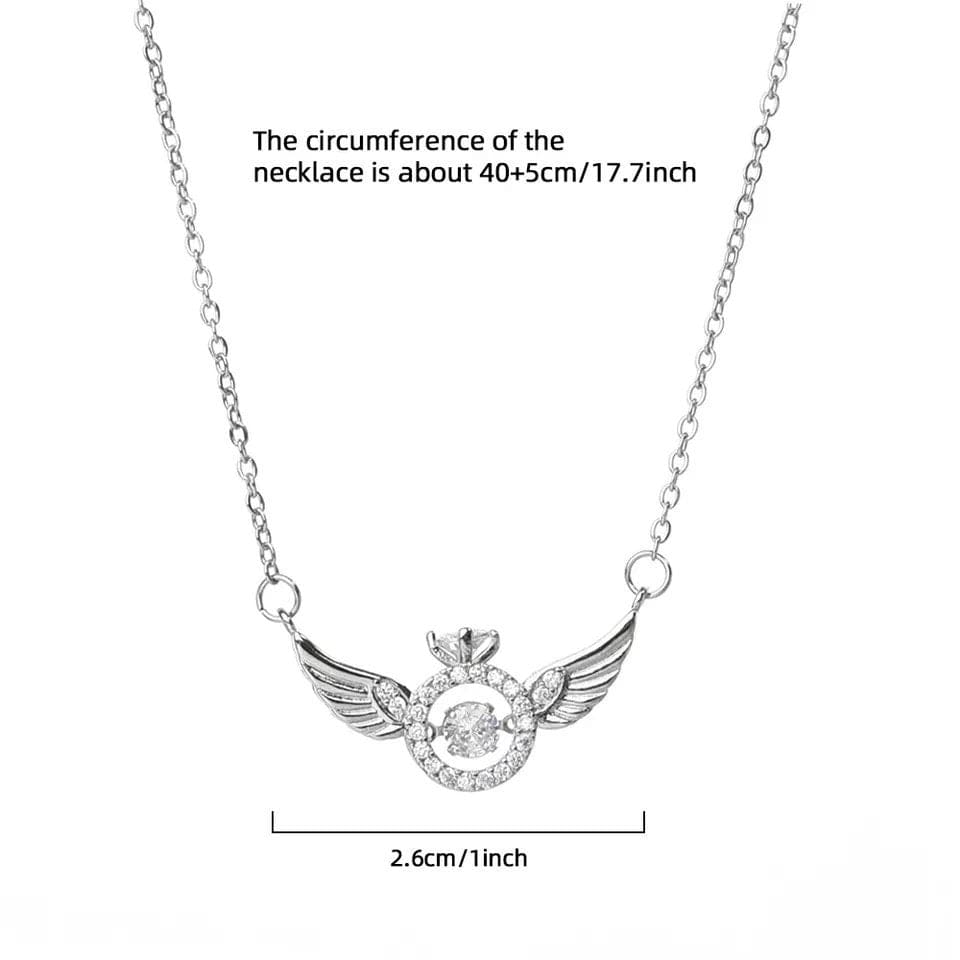 Dainty CZ Inlaid Rolling Crystal Angel Wings Necklace - ArtGalleryZen