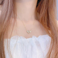 Thumbnail for Dainty CZ Inlaid Rolling Crystal Angel Wings Necklace - ArtGalleryZen