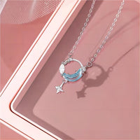 Thumbnail for Dainty CZ Inlaid Turquoise Moon Phase Star Necklace - ArtGalleryZen