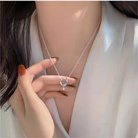 Thumbnail for Dainty CZ Inlaid Turquoise Moon Phase Star Necklace - ArtGalleryZen