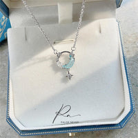 Thumbnail for Dainty CZ Inlaid Turquoise Moon Phase Star Necklace - ArtGalleryZen