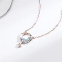 Thumbnail for Dainty CZ Inlaid Turquoise Moon Phase Star Necklace - ArtGalleryZen