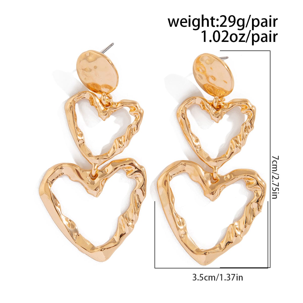 Dainty Duo Hollow Heart Dangle Earrings