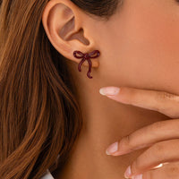 Thumbnail for Dainty Enamel Bowknot Stud Earrings