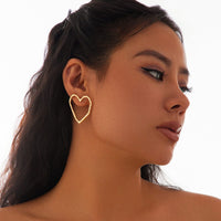 Thumbnail for Dainty Geometric Hollow Heart Stud Earrings - ArtGalleryZen