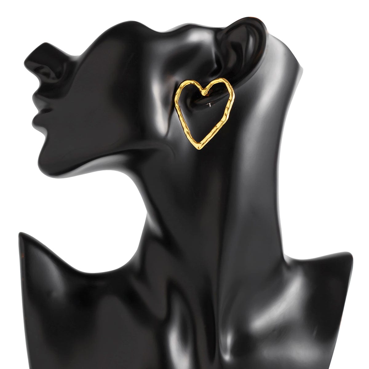 Dainty Geometric Hollow Heart Stud Earrings - ArtGalleryZen