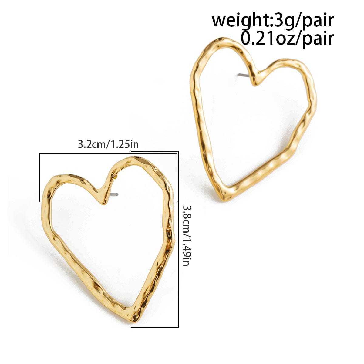 Dainty Geometric Hollow Heart Stud Earrings