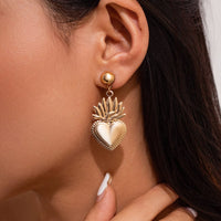 Thumbnail for Dainty Gold Silver Plated Flame Heart Dangle Earrings