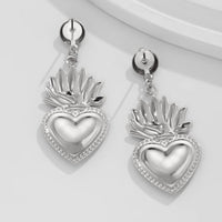 Thumbnail for Dainty Gold Silver Plated Flame Heart Dangle Earrings