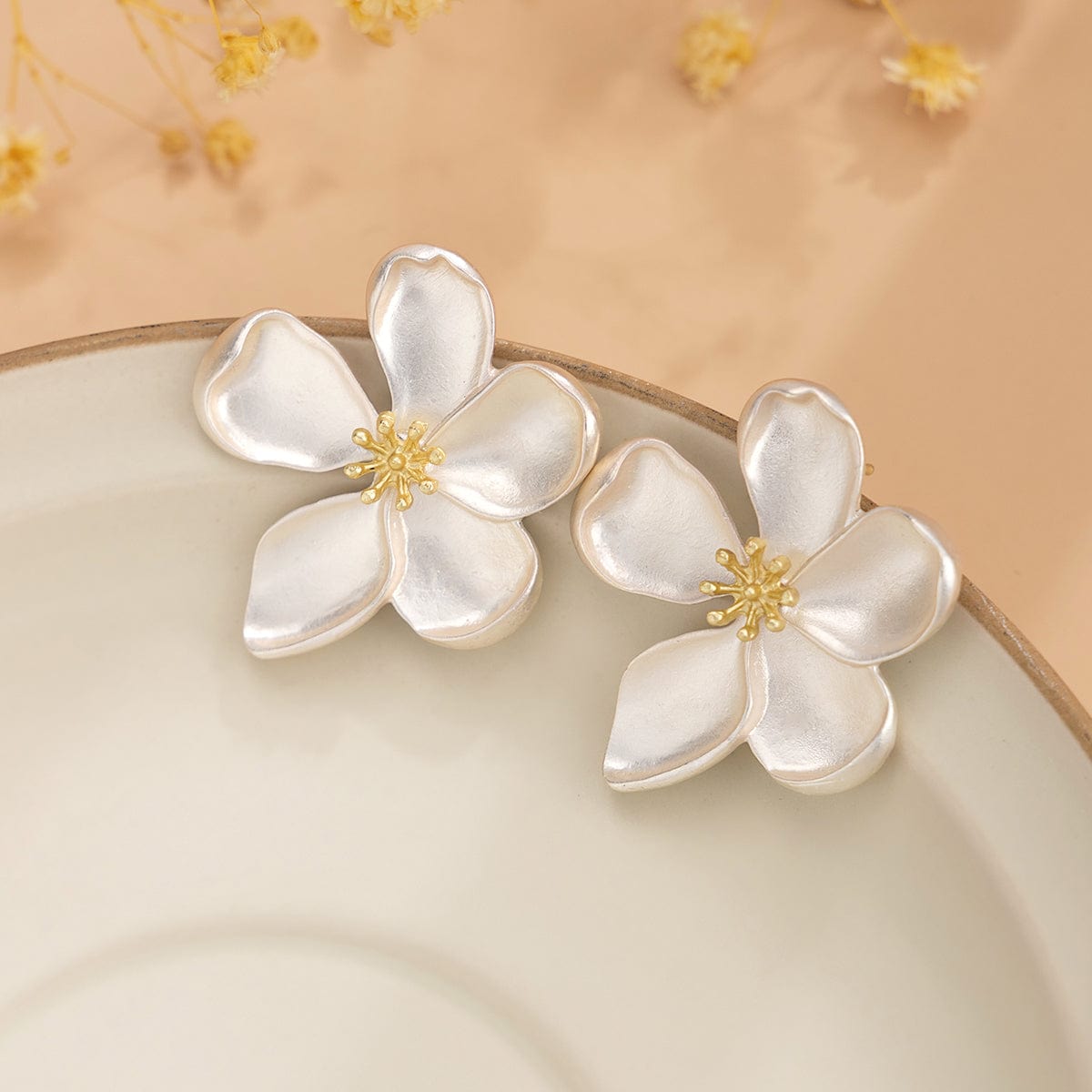 Dainty Gold Silver Plated Flower Stud Earrings