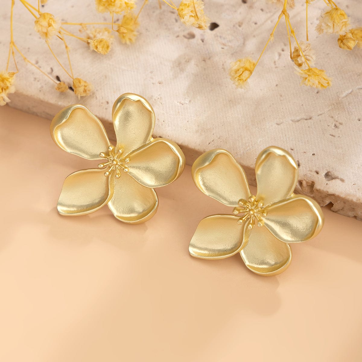 Dainty Gold Silver Plated Flower Stud Earrings