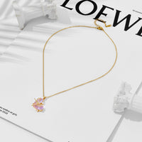 Thumbnail for Dainty Gold Silver Tone Bowknot Heart CZ Pendant Necklace