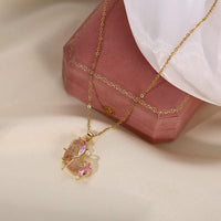 Thumbnail for Dainty Gold Silver Tone Bowknot Heart CZ Pendant Necklace