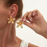 Thumbnail for Dainty Gold Silver Tone Flower Stud Earrings - ArtGalleryZen