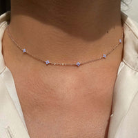 Thumbnail for Dainty Handmade 18K Gold Crystal Flower Necklace - ArtGalleryZen