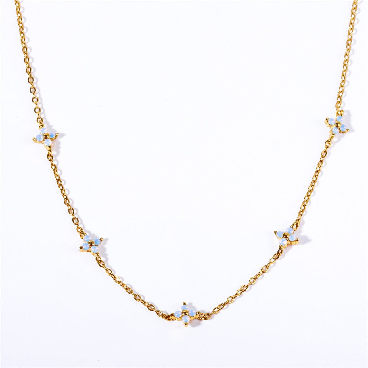 Dainty Handmade 18K Gold Crystal Flower Necklace - ArtGalleryZen