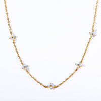 Thumbnail for Dainty Handmade 18K Gold Crystal Flower Necklace - ArtGalleryZen