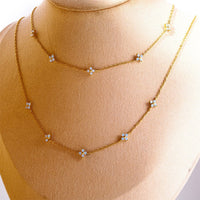 Thumbnail for Dainty Handmade 18K Gold Crystal Flower Necklace - ArtGalleryZen