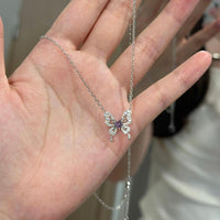 Thumbnail for Dainty Heart CZ Inlaid Butterfly Pendant Cable Chain Necklace - ArtGalleryZen