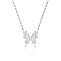 Thumbnail for Dainty Heart CZ Inlaid Butterfly Pendant Cable Chain Necklace