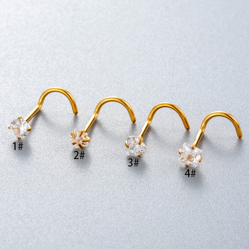 Dainty Heart Star CZ Stainless Steel Nose Piercing Nose Stud - ArtGalleryZen