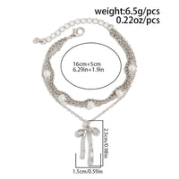 Thumbnail for Dainty Layered Bowknot Pendant Pearl Curb Chain Bracelet - ArtGalleryZen