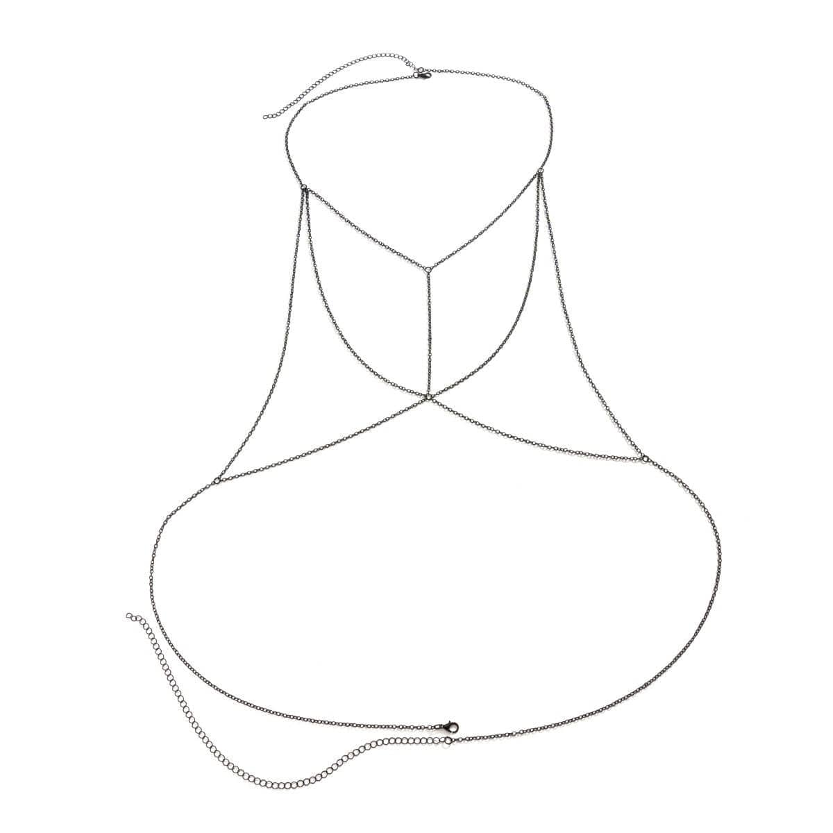Boho Layered Gold Silver Tone Hollow Body Chain Harness Bralette