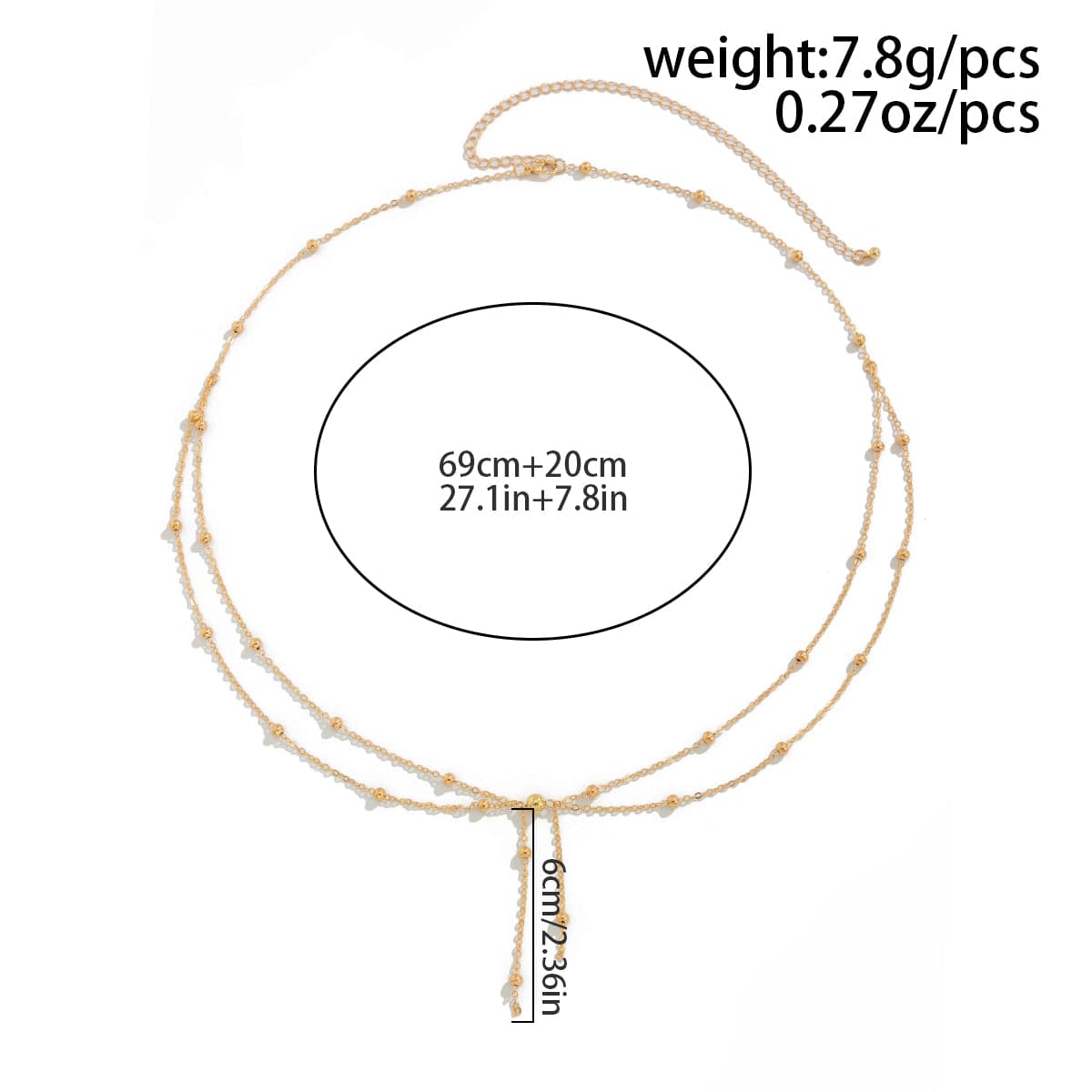 Dainty Layered Gold Silver Tone Saturn Belly Chain