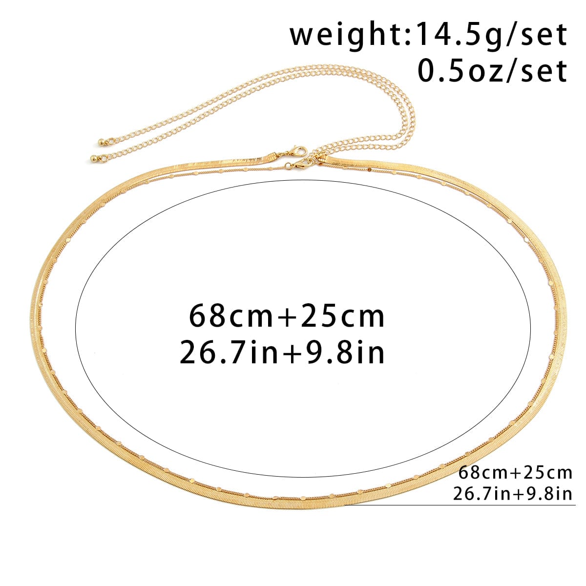 Minimalist Layered  Herringbone Saturn Belly Chain Set