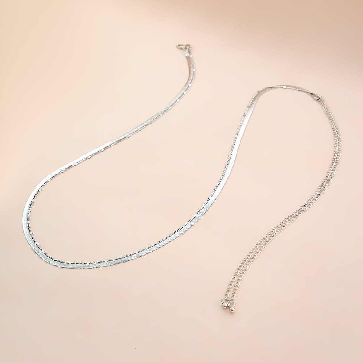 Minimalist Layered  Herringbone Saturn Belly Chain Set