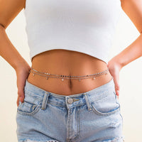 Thumbnail for Dainty Layered Pearl Ball Tassel Curb Belly Chain Set - ArtGalleryZen