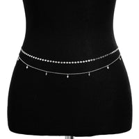 Thumbnail for Dainty Layered Pearl Ball Tassel Curb Belly Chain Set - ArtGalleryZen