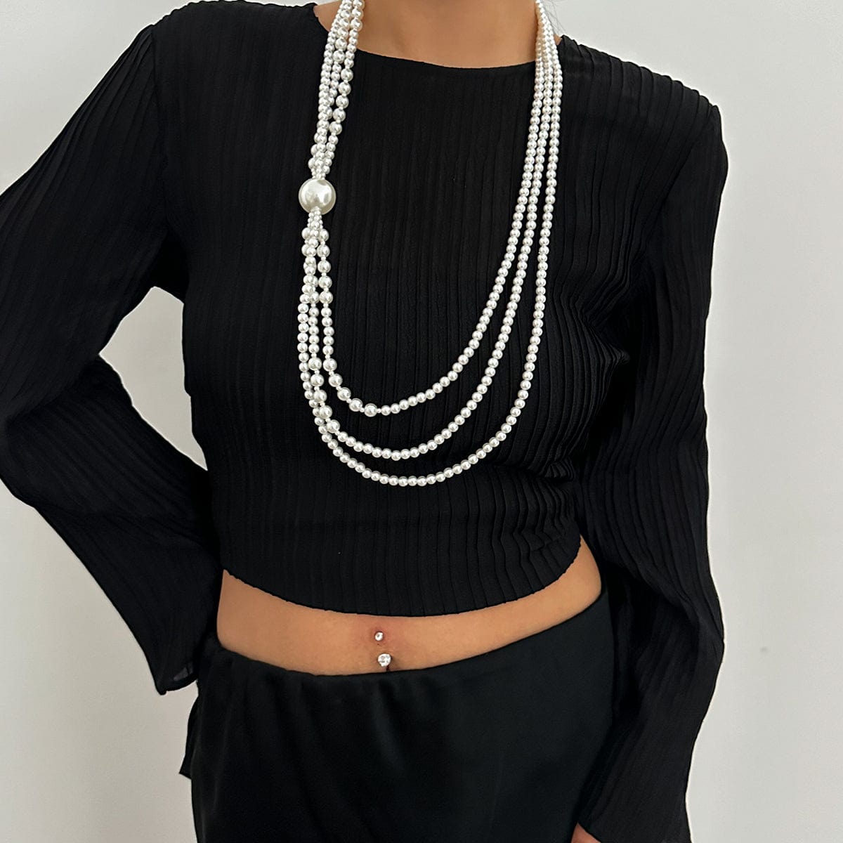 Dainty Layered Pearl Chain Necklace