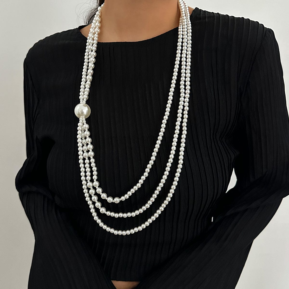 Dainty Layered Pearl Chain Necklace