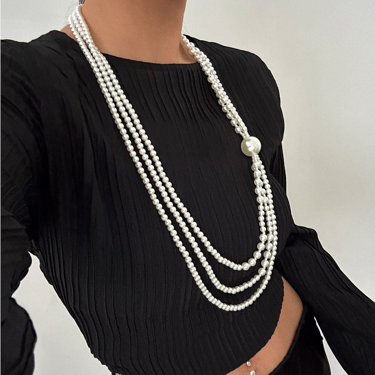 Dainty Layered Pearl Chain Necklace