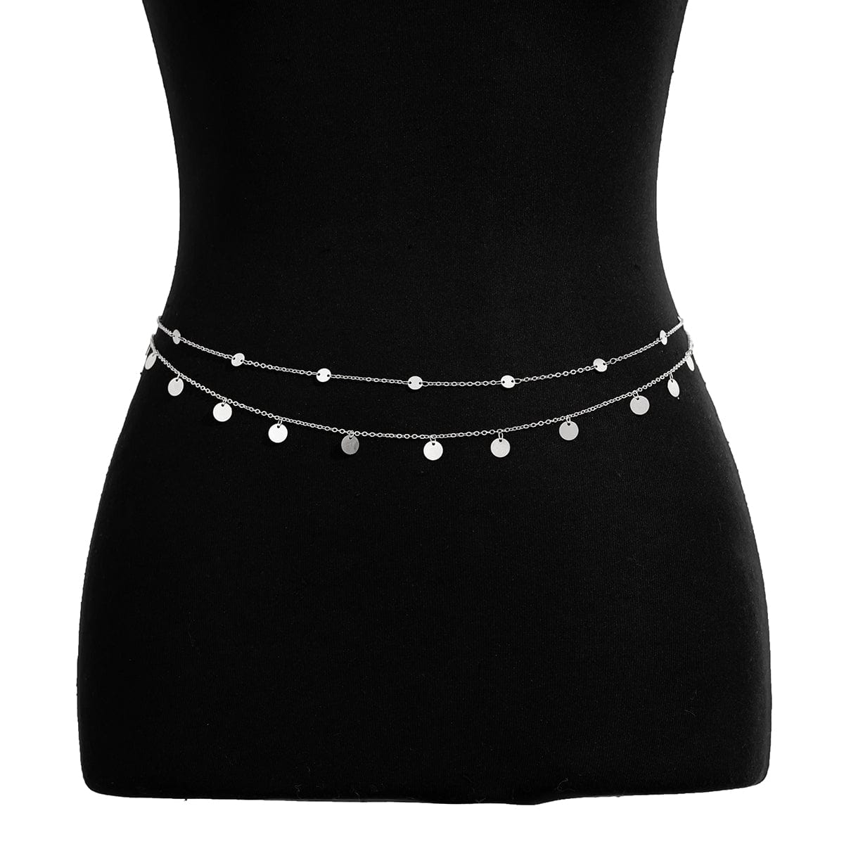 Dainty Layered Sequin Tassel Saturn Belly Chain Set