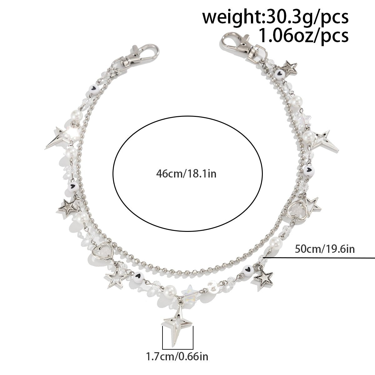 Dainty Layered Star Pendant Pearl Trouser Chain - ArtGalleryZen