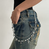 Thumbnail for Dainty Layered Star Pendant Pearl Trouser Chain - ArtGalleryZen