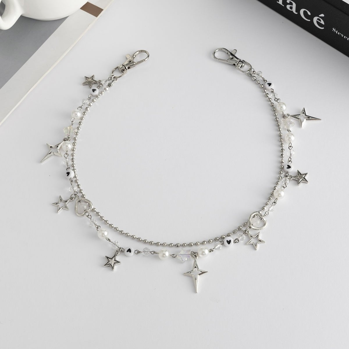 Dainty Layered Star Pendant Pearl Trouser Chain - ArtGalleryZen