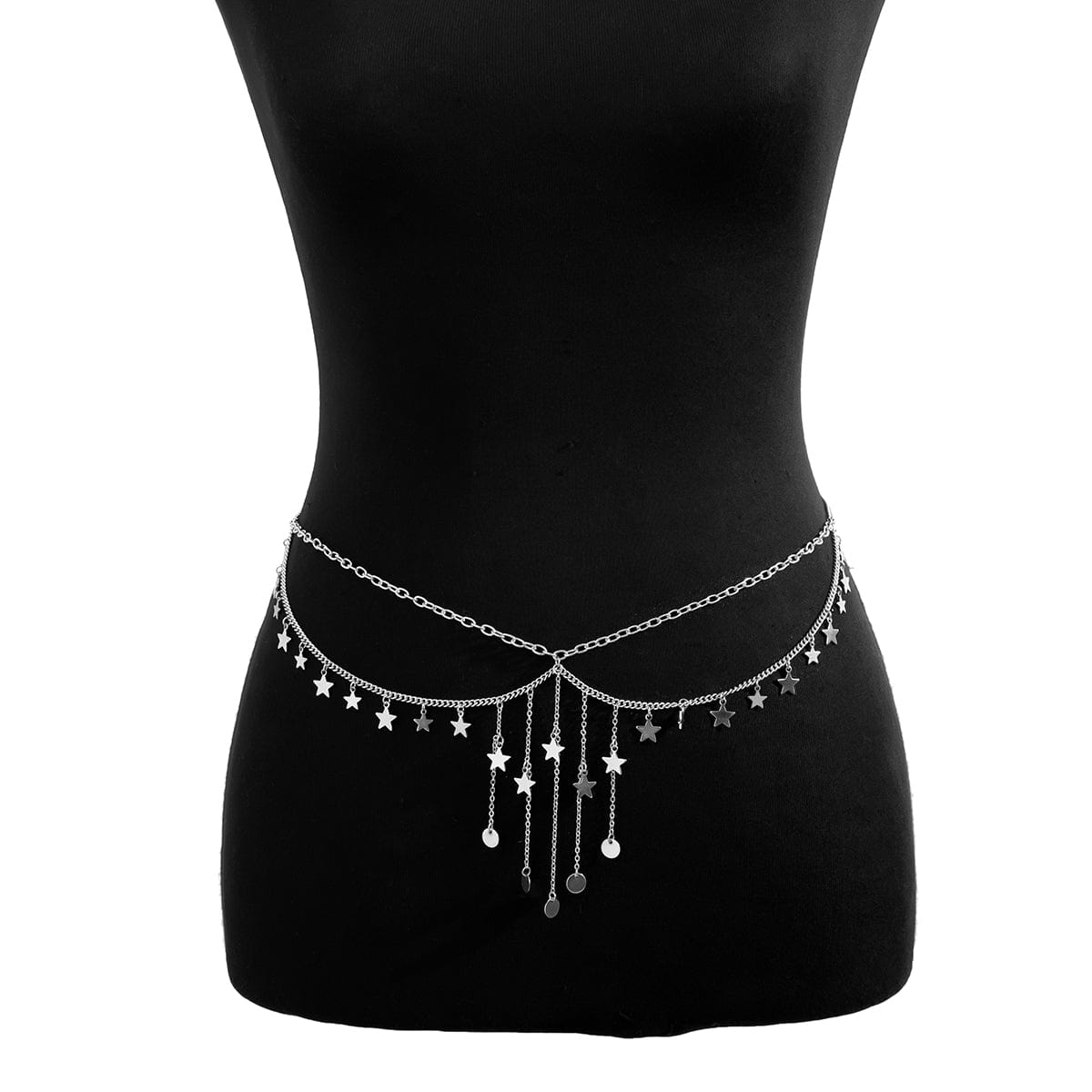 Dainty Layered Star Sequin Tassel Belly Chain