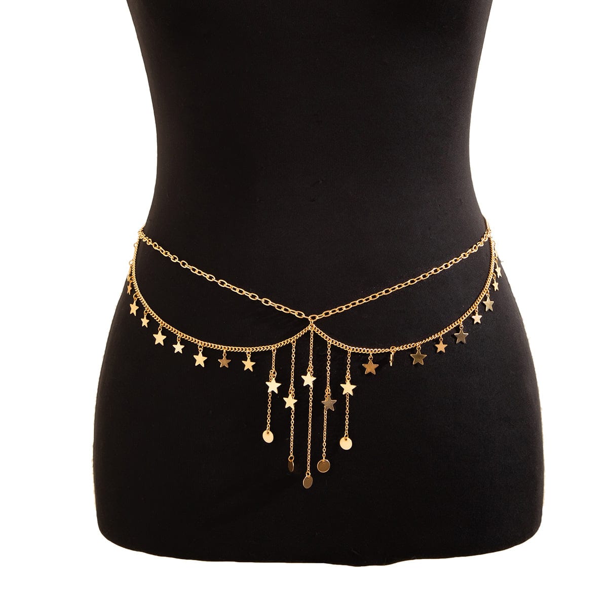 Dainty Layered Star Sequin Tassel Belly Chain