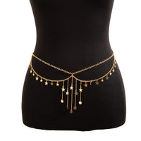 Thumbnail for Dainty Layered Star Sequin Tassel Belly Chain